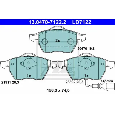 Set placute frana, frana disc ATE 13.0470-7122.2