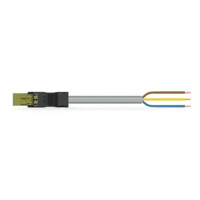 pre-assembled connecting cable; Eca; Plug/open-ended; 3-pole; Cod. B; 3 m; 1,00 mm²; light green