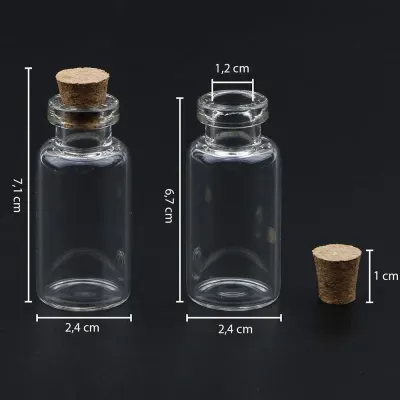 Sticluță transparentă reutilizabilă cu dop de plută - 20ml