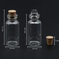 Sticluță transparentă reutilizabilă cu dop de plută - 20ml