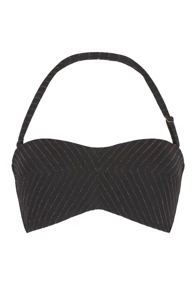 Sutien de baie bandeau cu detalii stralucitoare - Negru