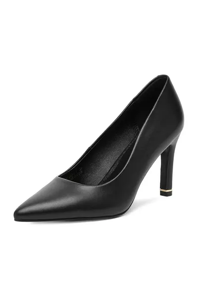 Pantofi dama - toc - piele naturala - negru