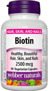 Biotin, 2500 mcg, 90 capsule, Webber Naturals