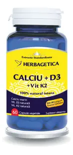 Calciu + D3 cu Vitamina K2, 60 capsule, Herbagetica