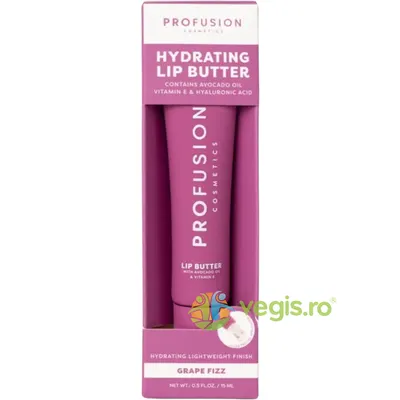 Gloss Hidratant pentru Buze cu Ulei de Avocado, Vitamina E si Acid Hialuronic Lip Butter Nuanta Grape Fizz 15ml