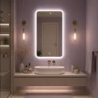 Oglinda LED Premium 80x60 cm Dreptunghiulara Iluminare Ambientala Touch 3 Culori Design Modern Minimalist