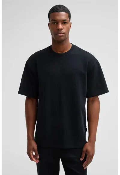 Tricou oversize cu guler rotund 30047780 - Negru