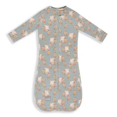 Saculet Swaddle pentru infasat din bumbac + caciulita Animale de epoca Sky Blue Sleepee