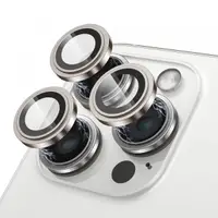 Folie de protectie Camera Spate Lito S+ pentru Apple iPhone 15 Pro Max / 15 Pro, Sticla Securizata, Gri Metalic