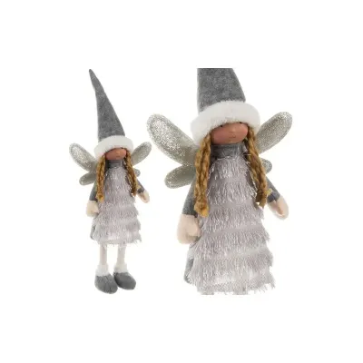 Figurina zana Craciun, decor brad sau masa festiva, inaltime 40 cm, gri