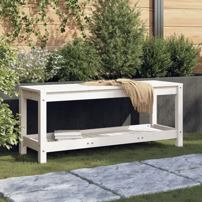 vidaXL Bancă de grădină, alb, 108x35x45 cm, lemn masiv de pin
