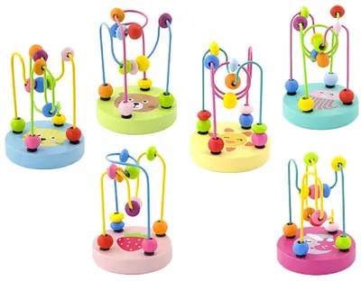 Jucărie din lemn Viga Toys – Spirală de sârmă cu mărgele, sortiment
