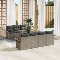 Gossi set canapea de gradina 8 piese cu perne gri din ratan poliester
