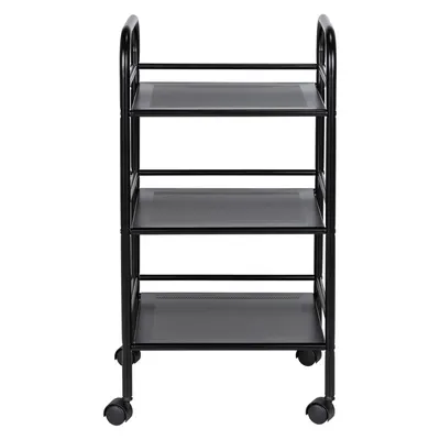Etajeră pe roți neagră din metal 41x75 cm – Wenko