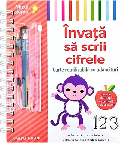 Învață să scrii cifrele. Carte reutilizabilă cu adâncituri - Paperback - ***