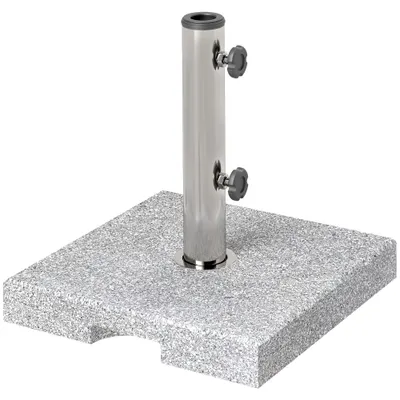 Outsunny Bază pentru Umbrelă din Granit 21 kg, Bază Pătrată pentru Umbrele de Exterior cu Mânere și 2 Butoane Reglabile, Ideală pentru Grădină, Patio, Marginea Piscinei, Gri | Aosom Romania
