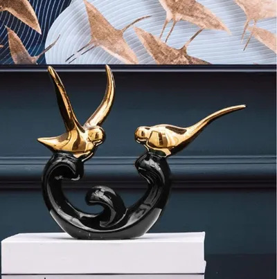 Statuetă Morello - Bird Black &amp; Gold, 19 х 22.5 х 11 cm