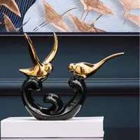 Statuetă Morello - Bird Black & Gold, 19 х 22.5 х 11 cm