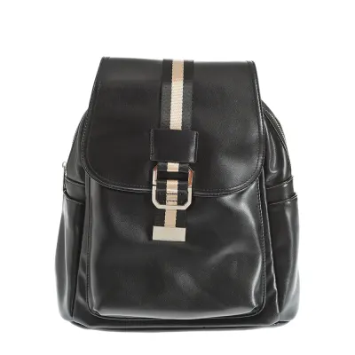 Rucsac negru din piele ecologica cu buzunare multiple