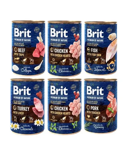 BRIT Premium by Nature Mix arome 6x400 g mancare naturala pentru caini