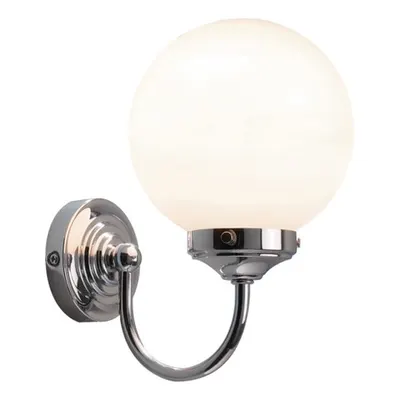 Aplica Barclay Bathroom Wall Light Polished Chrome Opal Glass IP44
