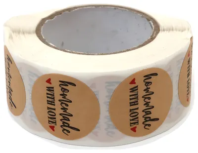 Autocolante decorative Em Art - Handmade with Love, 2.5 cm, 500 bucăți