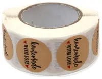 Autocolante decorative Em Art - Handmade with Love, 2.5 cm, 500 bucăți