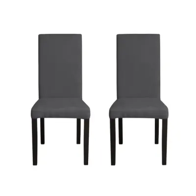 Set 2 scaune living TEO, picioare lemn wenge, stofa gri inchis, 46x60x98 cm