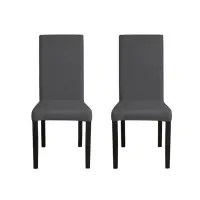Set 2 scaune living TEO, picioare lemn wenge, stofa gri inchis, 46x60x98 cm