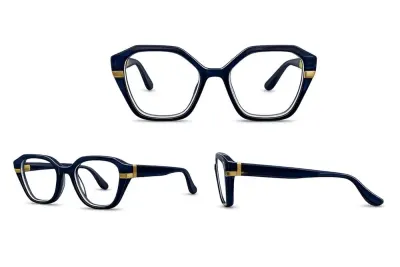 Ochelari pentru claritate la citit hexagon Narcis Style - Bleu