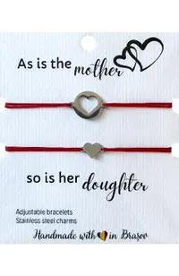 Set bratari: As is the mother, so is her doughter. Inimioare argintii