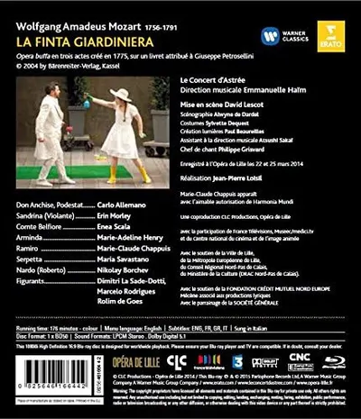 Mozart: La finta giardiniera (Blu-ray) | Erin Morley, Carlo Allemano, Enea Scala, Le Concert d'Astree, Emmanuelle Haim