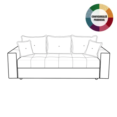 Canapea extensibila ARISSA, 3 locuri, cu arcuri, diverse culori, 235x110x77 cm