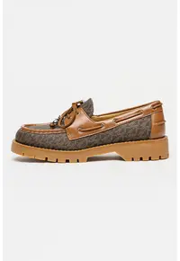 Pantofi loafer din piele cu model monograma Kenny Signature - Maro