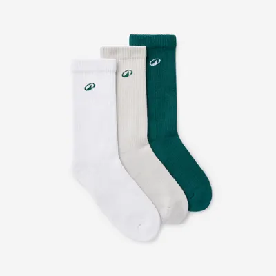 Set 3 perechi șosete trei sferturi Elementals Verde, Gri și Alb