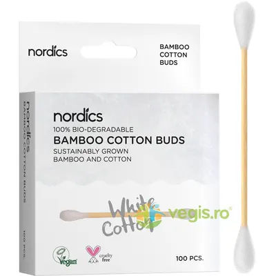 Betisoare Albe din Bumbac si Bambus 100buc