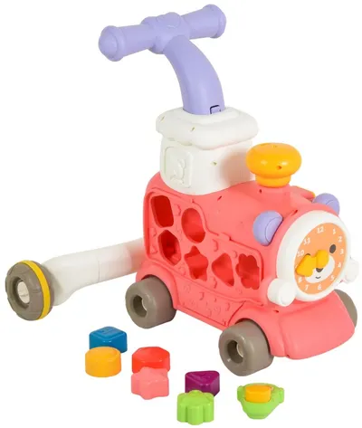 Jucărie de mers 3 în 1 Moni Toys - Happy Train, roz