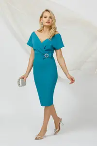 Rochie dreapta cu lungimea midi de culoare vernil