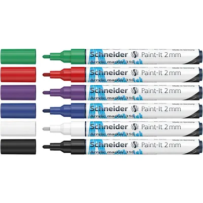 Marker acrilic, varf 2mm, 6buc/set 1, Paint-It 310, Schneider