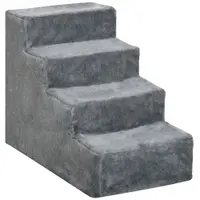 PawHut Scăriță pentru Câini Portabilă cu 4 Trepte, Scară pentru Animale Domestice, 60x35x44 cm, Gri Deschis | Aosom Romania