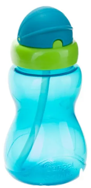 Sticluță de tranziție cu pai și capac Canpol - Albastru, 270 ml, sortiment