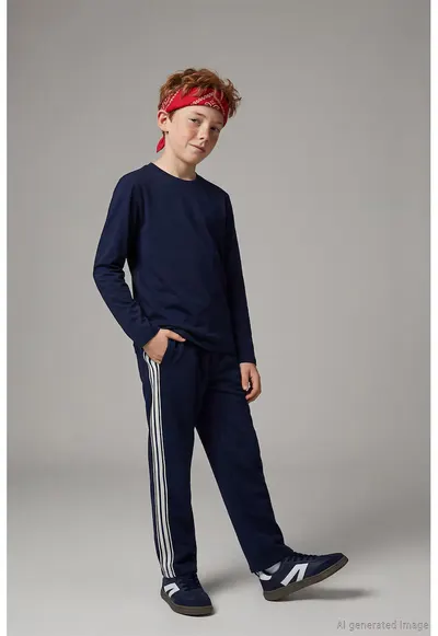 Pantaloni de trening cu talie elastica - Bleumarin