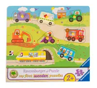 Puzzle de lemn Ravensburger din 8 de piese - Vehicule