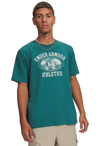Tricou lejer cu imprimeu pe piept Globe - Verde aquamarin