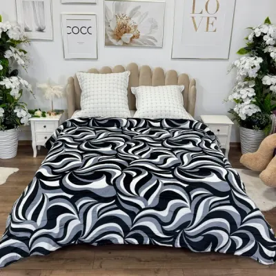 Patura pufoasa cocolino 200x230cm, 240g/mp, Alb, Negru, Gri, Model Clasic