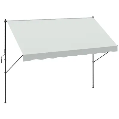 Outsunny Copertină Manuală Retractabilă 300x175x210-310 cm Reglabilă cu Manivelă Protecție Solară UV40+ pentru Balcon Terasă Crem | Aosom Romania