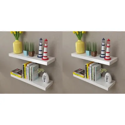 vidaXL Rafturi de perete, 4 buc., alb, 60 cm