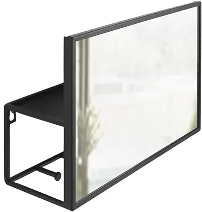 Organizator de perete cu oglindă și agățători Umbra - Cubiko, negru