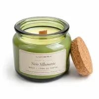 Lumânare parfumată din ceară de soia Noir Silhouette - Mosc și Lemn de santal 90 g - Verde salvie