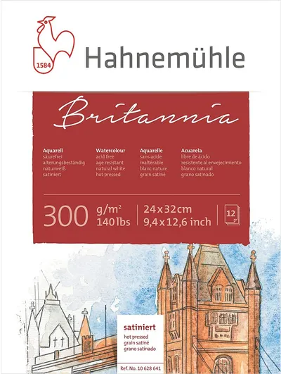Bloc de schițe Hahnemuhle Britania - 24 x 32 cm, hârtie presată la cald, 12 coli